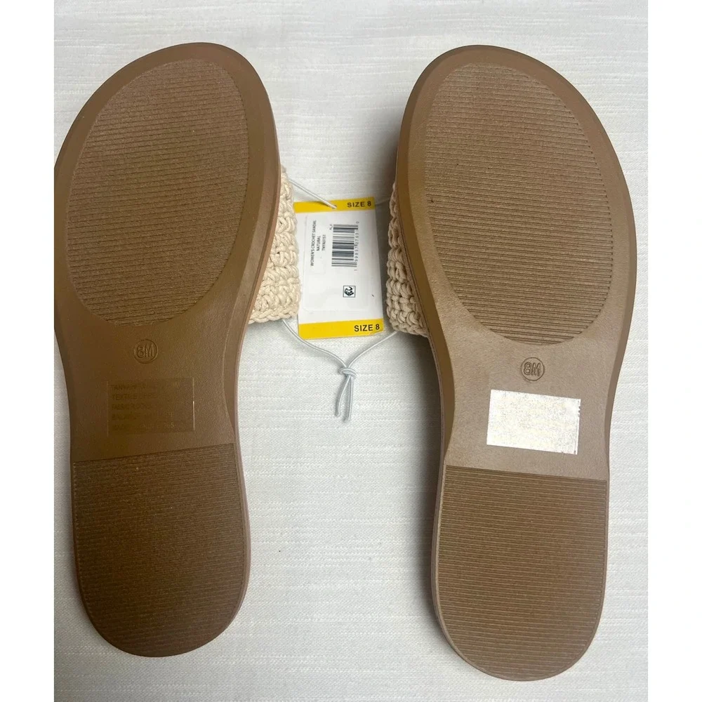 Steve Madden Tannah Crochet Slide Sandals Natural Cream Tan Flat Slip On Women 8 - Picture 10 of 10